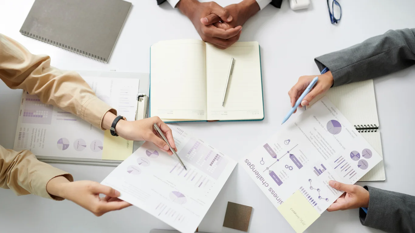 Marketer reviewing ESG and sustainability performance charts during SEO strategies session