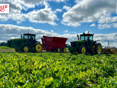 Pioneer Sugar and The Growth Shark partnership image showing tractors in a beet sugar field
